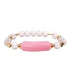 Pink Valentine'S Day Gold Pave Bar Bracelet Customize Name For Girlfriend