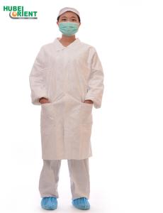China Breathable Tyvek Disposable Lab Coats With Shirt Collar factory