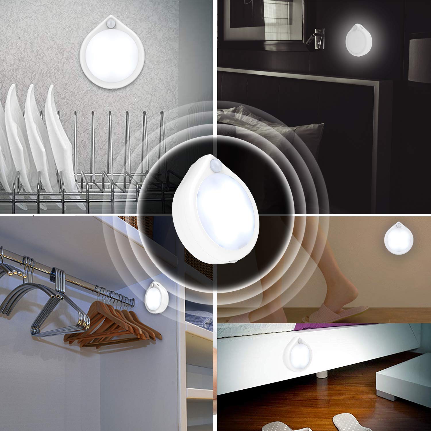 Cold White 0.5w 2.5cm Thick Battery Operated Motion Sensor Puck Lights