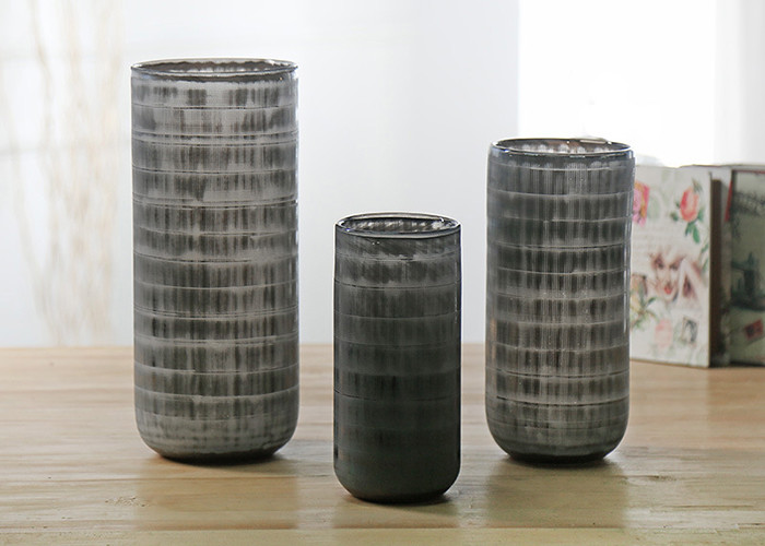 Hand Blown Glass Vase Gray White Color Fashionable Appearance