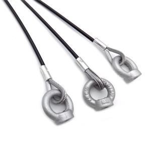 PVC Coated Wire Rope Lanyard Assembly With Eye Screw Bolt / Carabiner Snap Hook