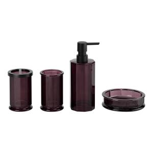 China Glass Bathroom Accessories Set Purple Color Round Shape Soap Dispenser For Home Decor factory