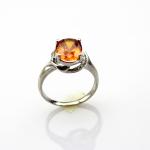 Fashion Jewelry 925 Silver 8mmx10mm Oval Citrine Cubic Zircon Ring (R131)