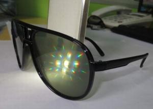 China Black Plastic Diffraction Glasses , 13500 Lines Emerald Firework Glasses factory