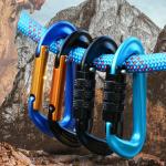 Aluminum Carabiner 12kN Screw Locking for Gym Climbing Gear in Heavy Industry