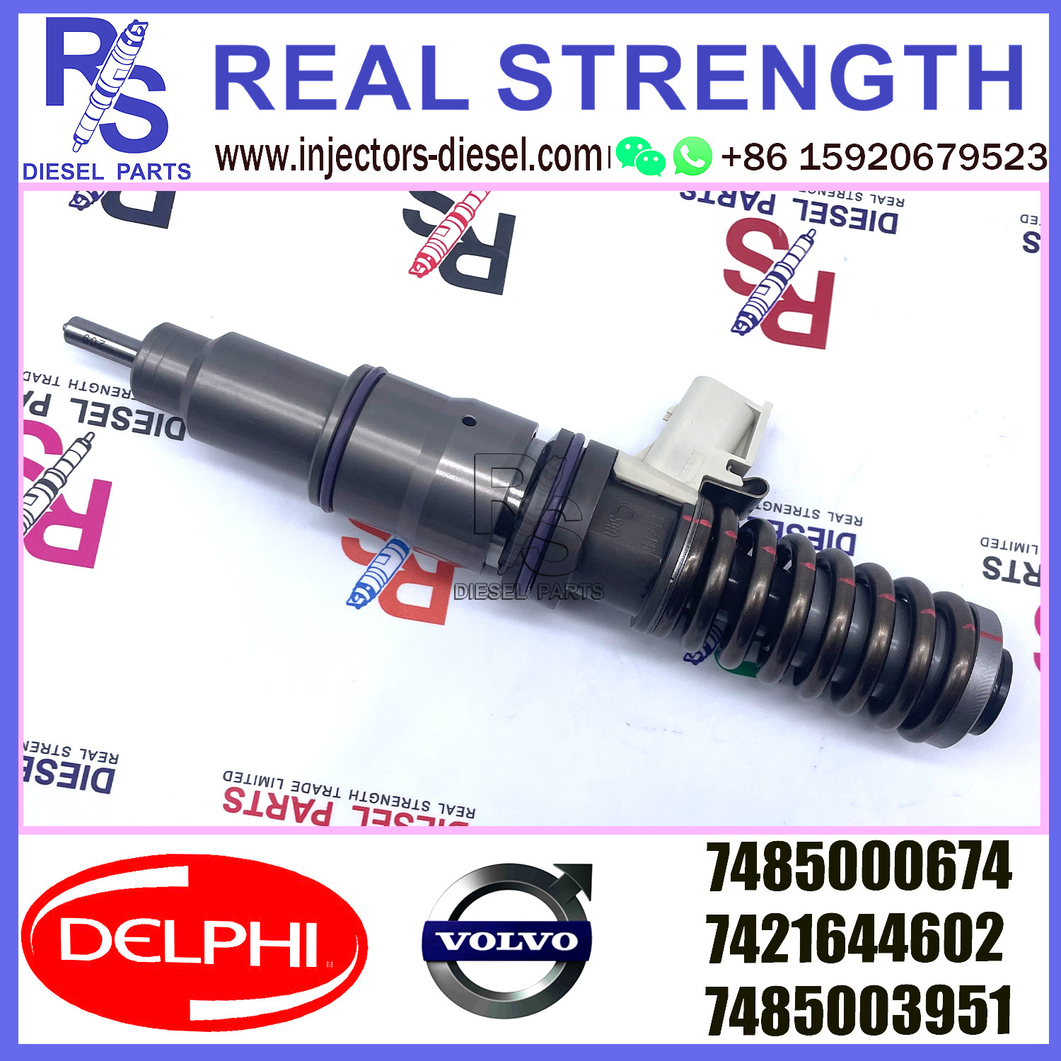 DELPHI 4pin 7485000674 Diesel pump Injector 7421644602 7485000674 7485003951 E3.18 for V-O-L-V RVI MD11 3503 & 3503 EURO 4