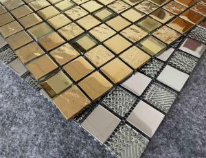 China ISO13006 Mildewproof Decorative Mosaic Tiles Golden Sliver Metal Glazed Wall 6mm factory