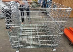 China Fold - Able Galvanized Welded Metal Basket Wire Storage Cage For Warehouse factory