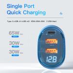 PD QC Digital Display Fast Charging Car Charger Transparent 125W 65W 30W