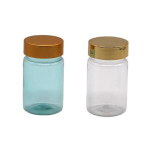China Health Care 70ML PET Plastic Capsule Pill Bottle with Gold Silver Cap factory