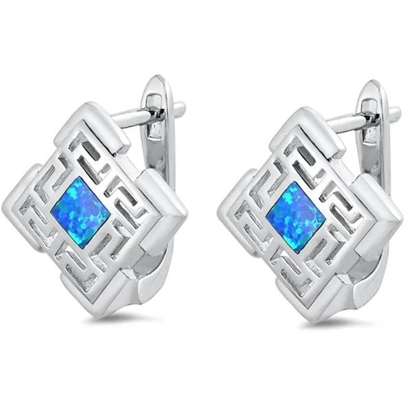 Wholesale Jewelry Customization 925 Sterling Silver Blue Opal Greek Key Design