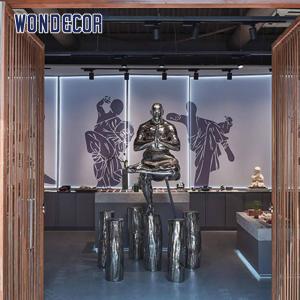 China Large Scale Cast Metal Stainless Steel Garden Art Meditation Martial Monk factory