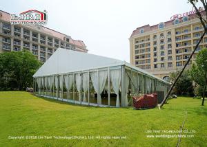 China 20m Wide Outdoor Event Tents With Glass Walls All Around And Glass Door factory