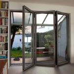 Double Glass Accordion Design Aluminium Folding Doors For Modern Large Bi