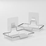 Steel Self Adhesive Soap Dishes Sponge Case Dispenser Bathroom Accessory Wall