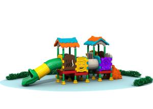 China Fashion Plastic Outside Play Equipment , Kids Plastic Jungle Gym With Slide And Baffle factory