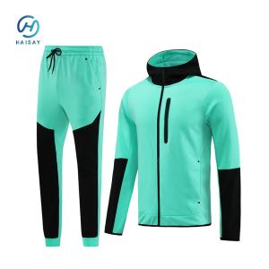 China Wholesale Custom Logo Hoodie Jacket Zipper Soccer Tracksuit Training Wear Long Sleeve Football Soccer Suit factory
