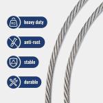 Galvanized 1/4" Stainless Steel Cable 50ft 7 X 19 Aircraft Cable for Yard