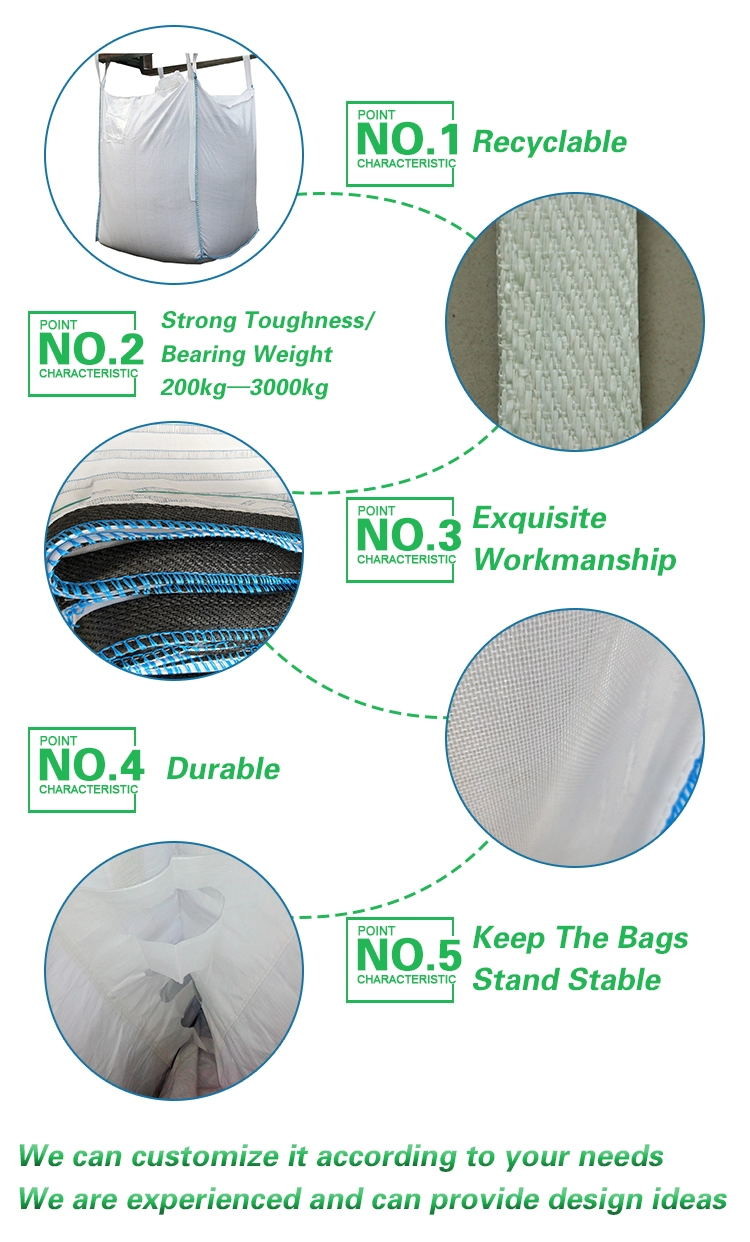 Firewood FIBC Bulk PP Big Bag Mesh Pp Bags Open Top Closed Bottom 4 Side Seam Loops