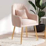 Sturdy SS Dining Chairs Gold Leg Grey Velvet Cushion Side Chair