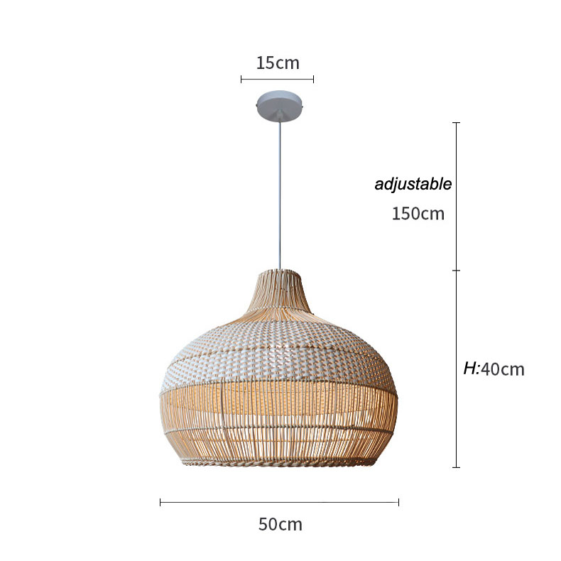 Bamboo Rattan Pendant Light , Wicker Ceiling Lamp For Indoor Home Decor