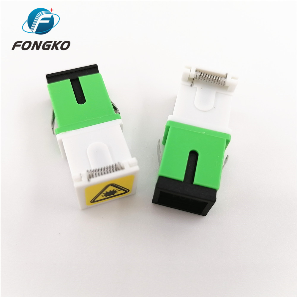 Singlemode Fiber Adapter White Green Shell SC/APC Auto Shutter Adapter with Metal Shrapnel and Temperature Stability ≤0.20dB