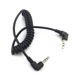 China Coiled Spring Male To Male 90 Degree Right Angle 3.5mm Jack to 3.5mm Jack TRS Stereo Audio Cable factory