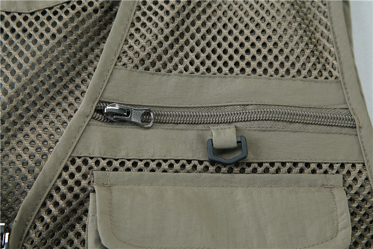 Custom Design Zip Black Utility Outdoor Workwear Journalist Multi-pocket Sleeveless Fishing Men Vest with Mesh