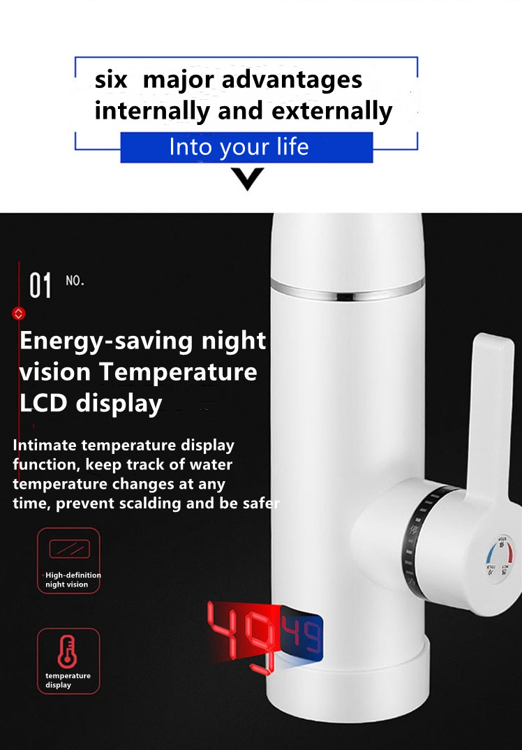 Intelligent Customized Digital Control Electric Faucet LVD Instant Hot Tap For Kitchen