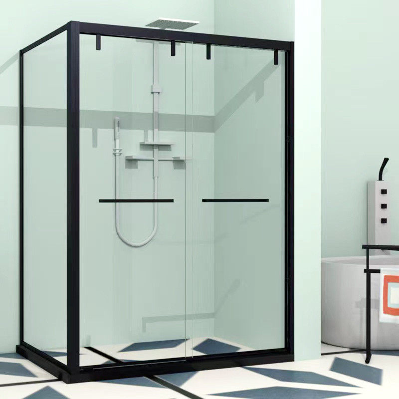 304 Stainless Steel Bathroom Glass Door Partition With Double Sliding Door