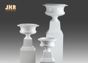 China Large Fiberglass Flower Pots Glossy White Modern Style factory