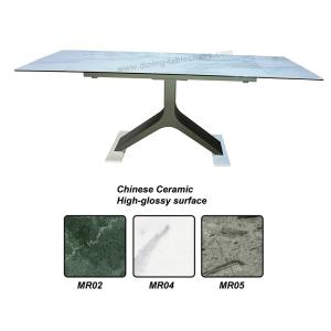 Rectangle Extension Dining Table White Textured Top Stainless Base