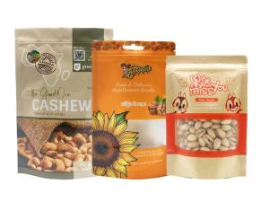 China Customized Doypack Stand Up Top Zipper Dried Fruit Food Package Pouch Peanut Walnut Bag Pine Peanuts Mixed Cashew Nuts Packaging factory