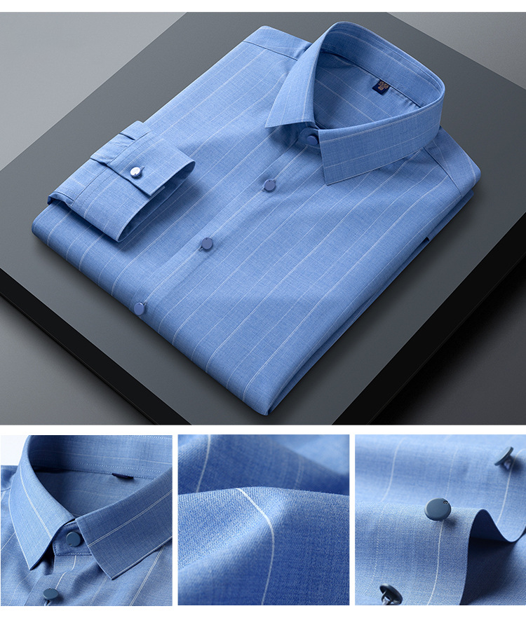 Printed Men's Shirts Business Slim Long-Sleeved Woven Seamless Shirt for and Comfort