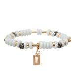 Sexangle Zebra Print Leather Zircon Charm Bracelet Set With Special Abacus