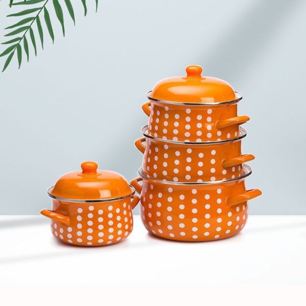 Hot Selling High Quality Rust-Proof 5 PCS Cookware Enamel Ware Casserole Set