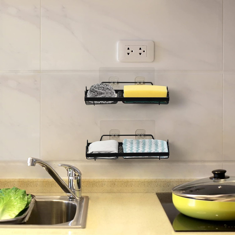 Rustproof and Fast Draining 2 Pack Shower Soap Holder with Hooks for Kitchen and Bathroom