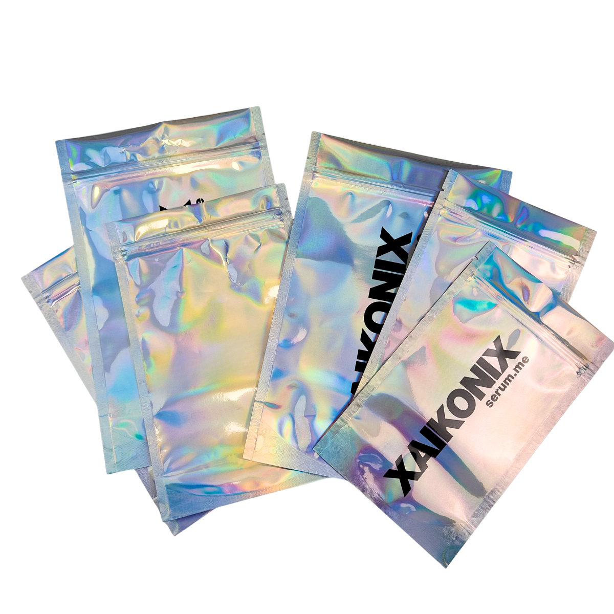 Customized Hologram Mylar Bags Resealable Smell Proof Holographic Plastic Zipper