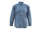 Men's 100%Cotton Chambray Blue Work Shirt Long Sleeve Chest Pockets Detailed