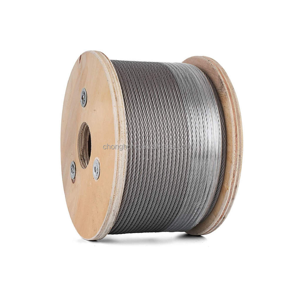 Stainless Steel Cable Wire Rope Slings 500FT 1000FT 1/8" 3/16" 1/4" 7*7 7*19 1770Mpa-2160Mpa Tensile Strength for Hoisting