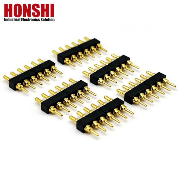 China Female Pogo Pin Connector 6P Gold Plated H2.5 Dip Type Brass Contact For PCB High Current factory