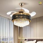 Retractable Ceiling Fan Light With Bluetooth Speaker 48W 42 Inch
