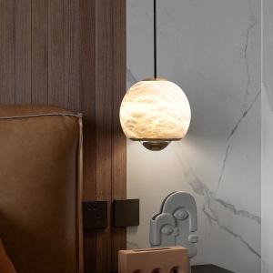 China Luxury Indoor Home Decorations Linear Suspension Kitchen Island Living Room Bedroom Round Ball Alabaster Chandelier factory