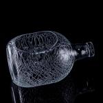 Glass Round Carved 700ml 750ml Vodka Glass Bottle Wine Bottle With Cork Sealing