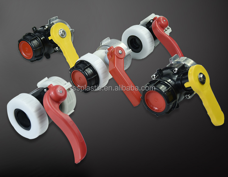 Plastic DN40 DN50 DN80 IBC Tank Container Ball Valve with BUTTERFLY Structure