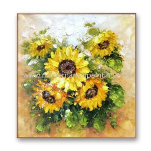 China Floral Sunflower Palette Knife Painting For Living Room Interior Decoration factory