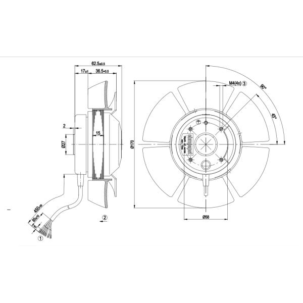 EBMPAPST AC Axial Fan R2D190-AC08-09 44W 400/480V Impeller for Siemens servo motor M2D068-BF