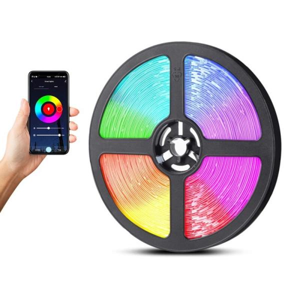 China 3- 180LEDS 10M TUYA WIFI Control 24Key IR remote Music Sync Alexa Google Assistant Compatible RGB 5050 Led Strip Light factory
