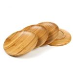 100% Bamboo Round Wooden Tray , Round Wood Serving Platter Heat Resistance