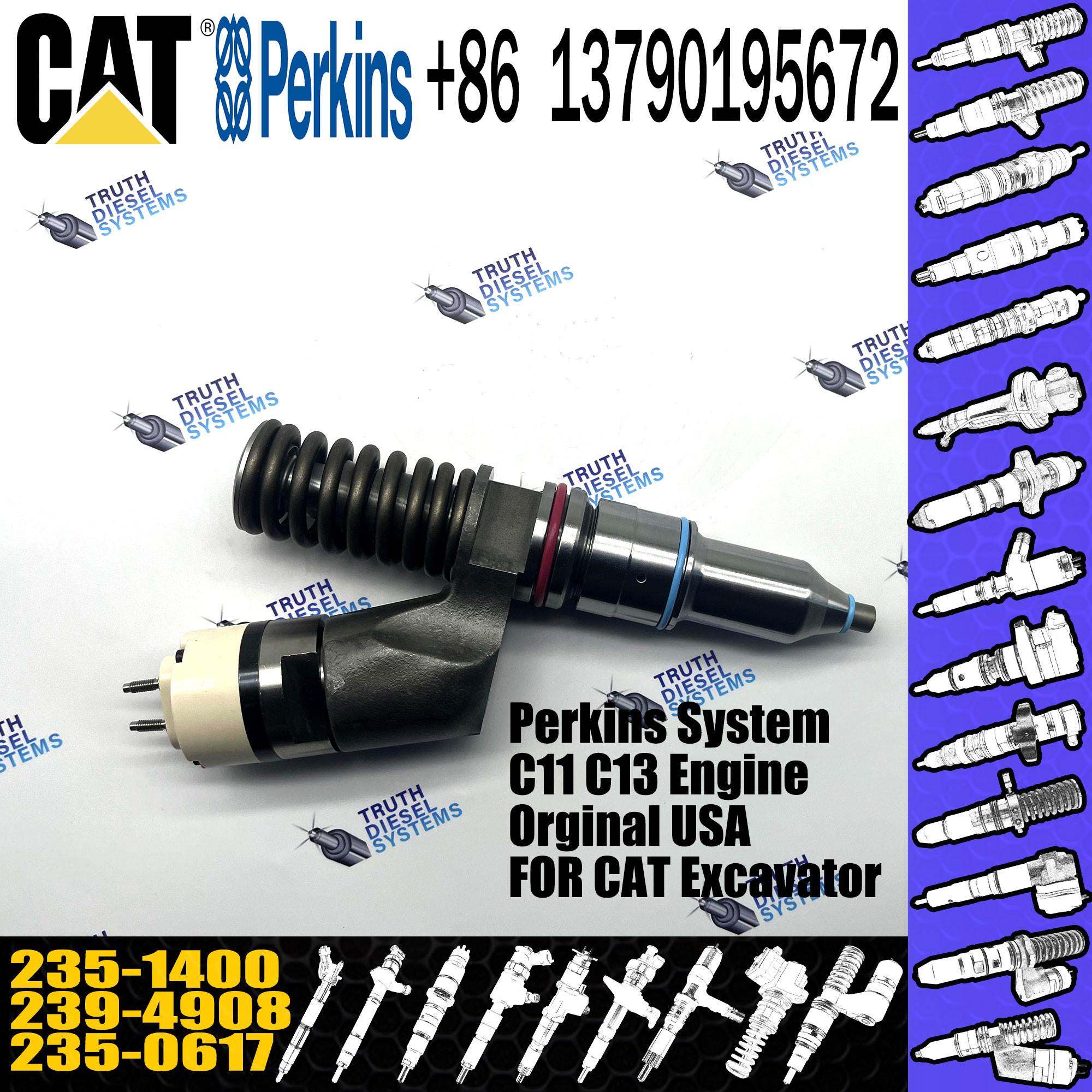High Quality Common Rail Injector 239-4908 235-0617 235-1400 for CAT Engine C13 C15